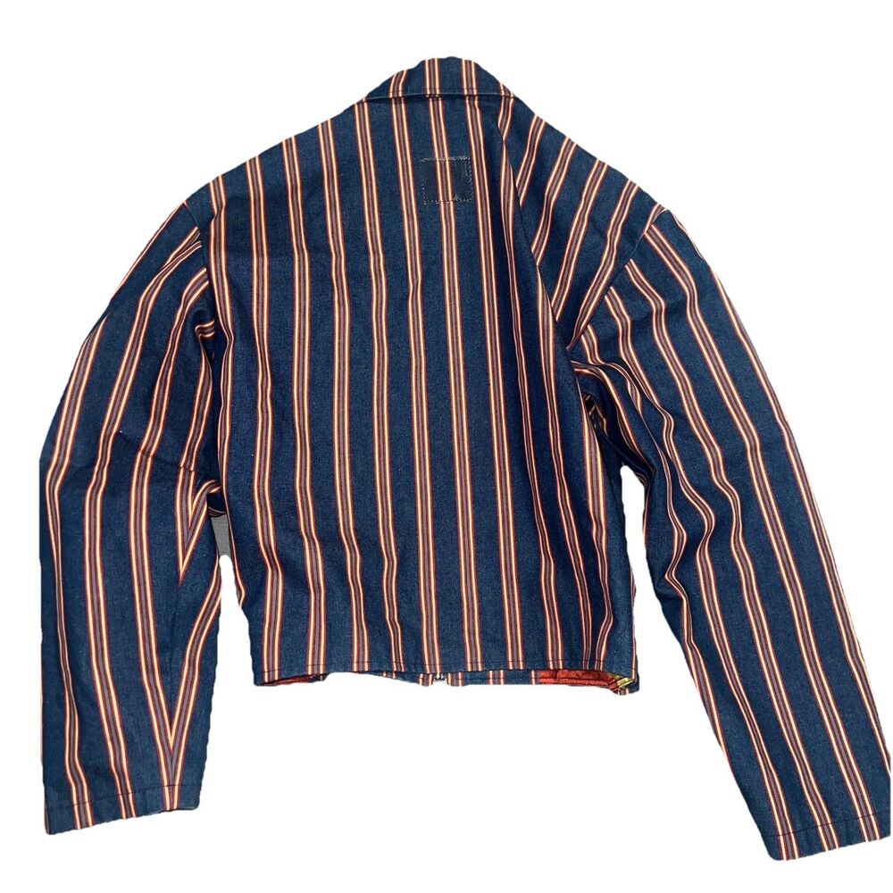 Vintage San Francisco Designer Striped Zip Jacket Gold Satin Lining Handmade USA - Picture 11 of 11
